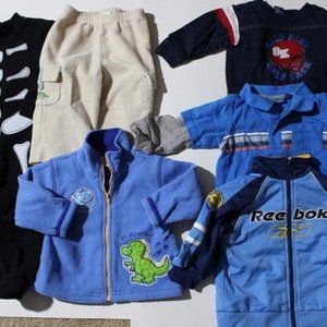 Bundle Baby Boys Clothes 6 - 9 Months, 2 T-Shirts 2 Track Jackets, PJ & Sweats